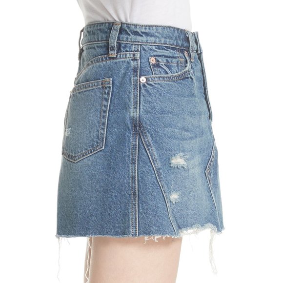 NWT Free People Distressed Jean Mini Skirt - Picture 3 of 5